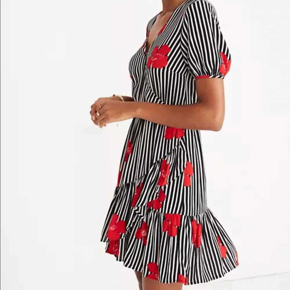 Madewell Ruffle Wrap Dress Candied Orchids 4 - Picture 3 of 11